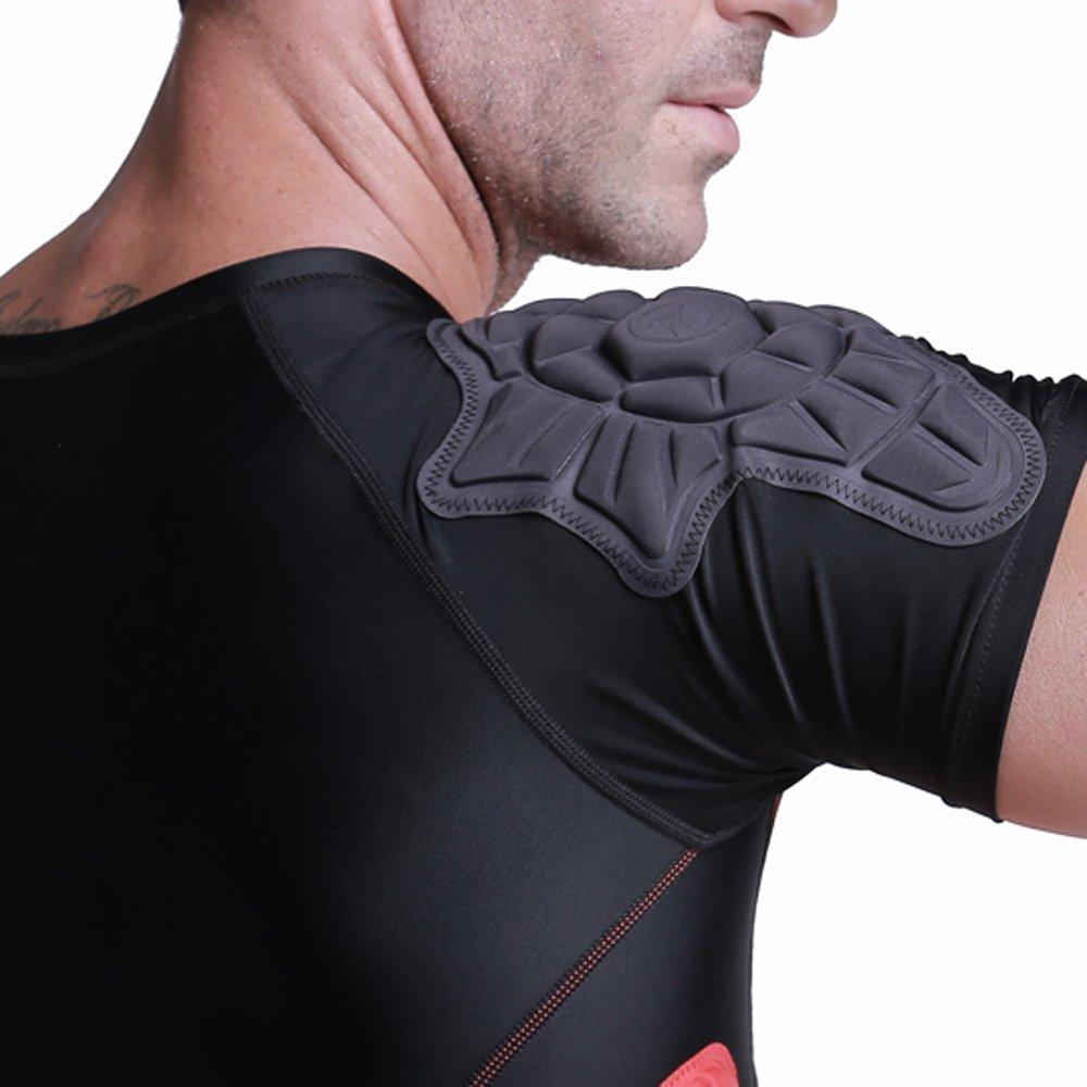 TUOY Men's Padded Compression Shirt Protective Shirt Rib Chest Protector  for Football Paintball Baseball