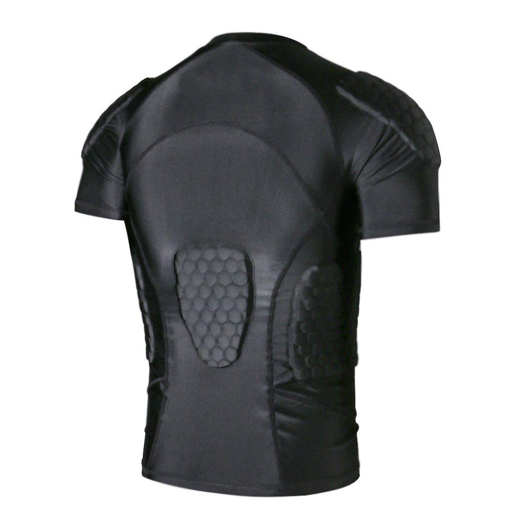 TUOY Men's Padded Compression Shirt Protective T Shirt Rib Chest